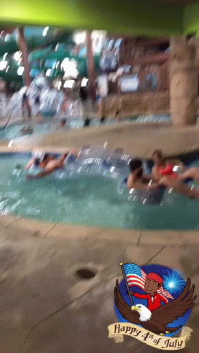 People Swimming in Pool Happy 4th of July