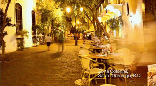 People Walking Zona Colonial Sign