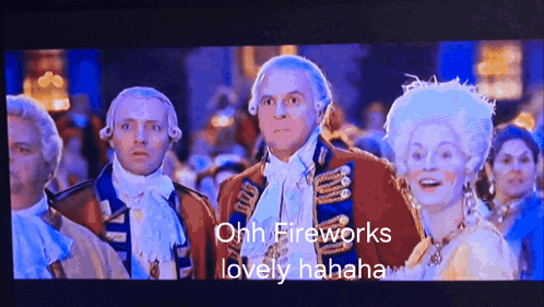 People Watching Screen Saying Ohh Fireworks Lovely Haha