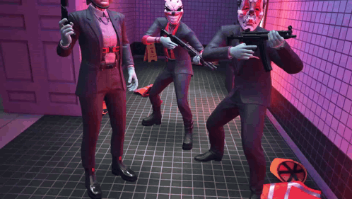 People Wearing Masks Holding Guns GIF