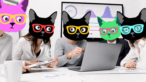 People With Cat Heads In Collaboration GIF