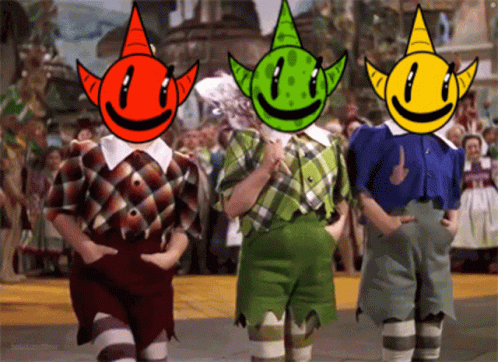 People With Smiley Faces On Heads GIF