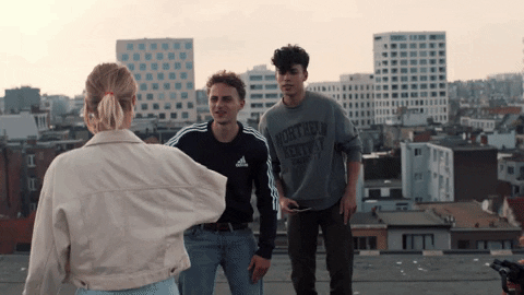 Peoples Elbow To Elbow Greetings GIF