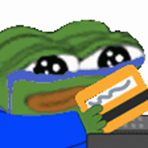 Pepe The Frog Crying In Front Of Card Swiper GIF