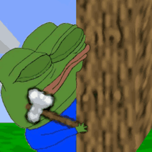 Pepe The Frog Meme Hiding Behind Tree GIF