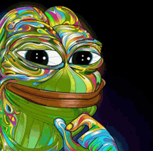 Pepe The Frog Meme Smile Trippy Rainbow GIF