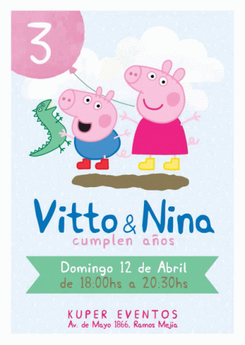 Peppa Pig 3Rd Birthday Invitation GIF