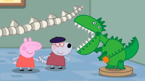 Peppa Pig Dancing With Green Dino GIF
