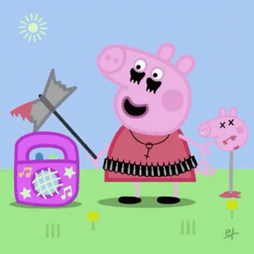 Peppa Pig Hitting Radio Meme GIF