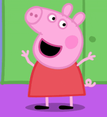 Peppa Pig Smiling In Front Of Green Door GIF