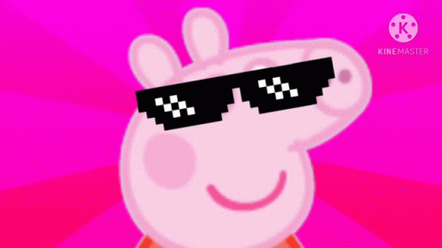 Peppa Pig Wearing Sunglasses On A Pink Background . GIF