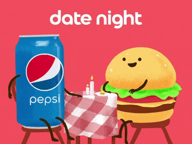 Pepsi And Burger Couple Date GIF