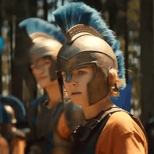 Percy Jackson Wearing A Traditional Head Dress GIF