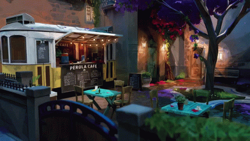 Perola Cafe with Tables and Chairs Outside