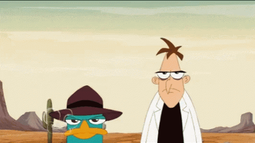Perry The Platypus And Dr. Doofenshmirtz Walking Together GIF