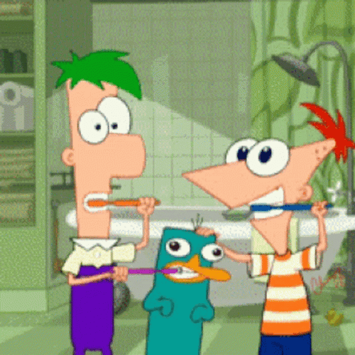 Perry The Platypus Brushing Teeth With Phineas Ferb GIF