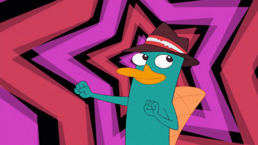 Perry The Platypus Dancing Trippy Stars Background GIF