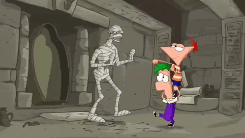 Perry the Platypus Holding a Mummy