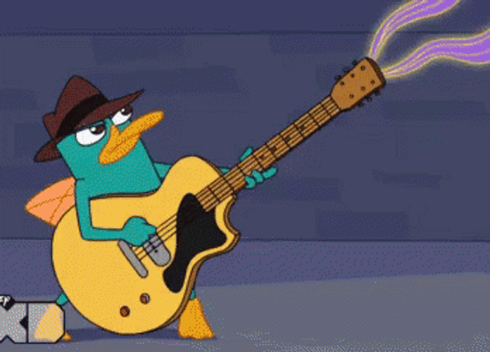 Perry The Platypus Playing Guitar Tricks GIF