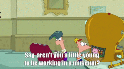 Perry the Platypus Saying Say Aren't You a Little Young to Be Working in a Museum