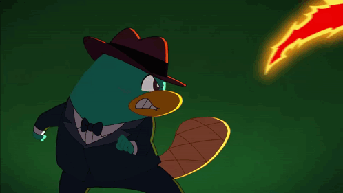 Perry the Platypus Standing Next to Monster