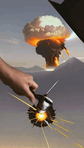 Person Cutting Hole in Barrel