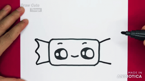 Person Drawing Candy Bar With Face Saying Draw Cute Things