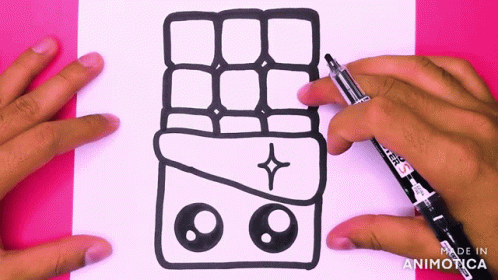 Person Drawing Chocolate Bar With Pen GIF