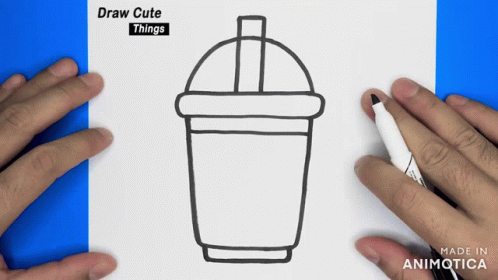 Person Drawing Cup With Straw Draw Cute Things