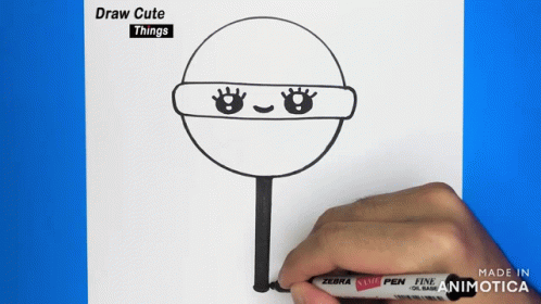 Person Drawing Ninja Lollipop With Zebra Pen