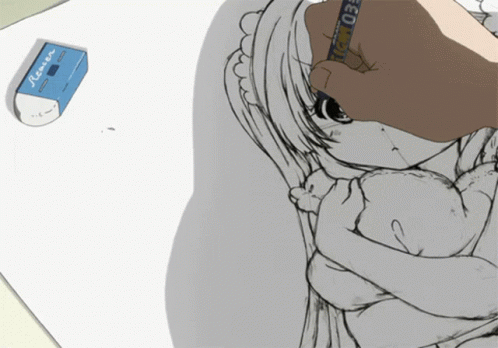 Person Erasing Drawing With Eraser Saying Eraser GIF