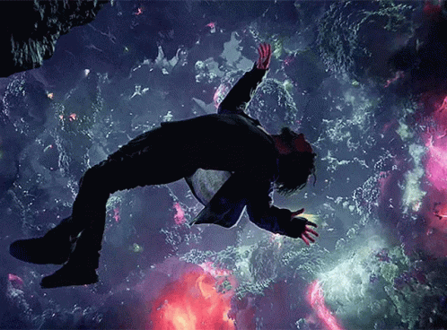 Person Floating With Purple Background