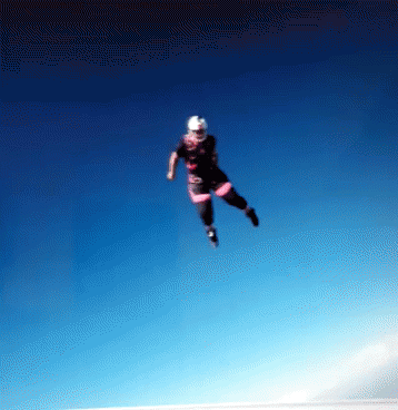 Person Flying in Blue Sky With Helmet