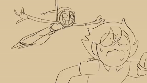 Person Flying Next To Another Making A Face GIF