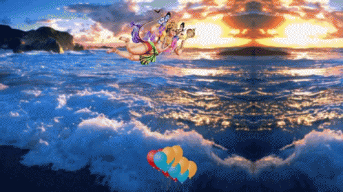 Person Flying Over Water At Sunset GIF