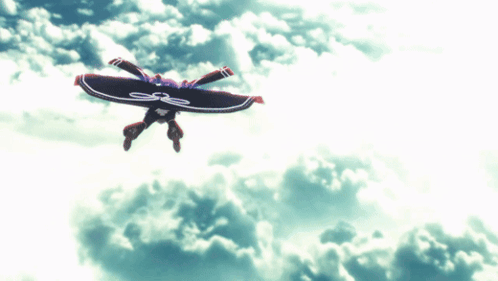 Person Flying Through Air With Purple Wing