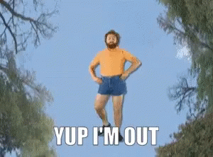 Person Hanging From Rope Yup I'm Out
