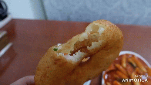 Person Holding Bitten Fried Food