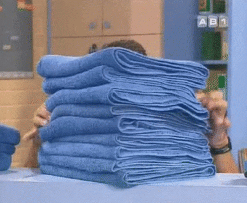 Person Holding Blue Towels