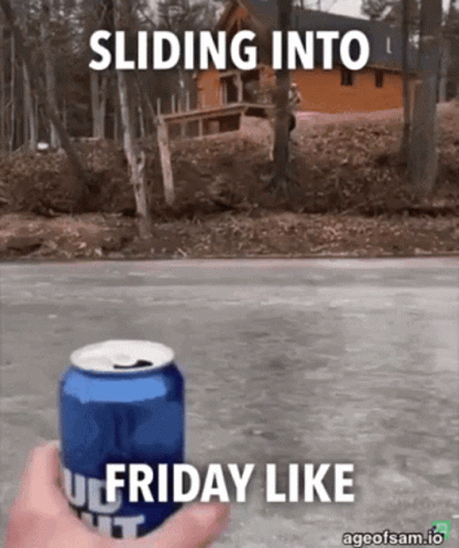 Person Holding Budweiser Can Saying Friday Like