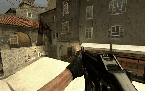 Person Holding Gun At Graffiti Building Saying People GIF