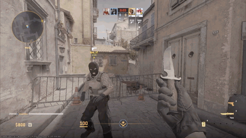 Person Holding Knife in Video Game With $800
