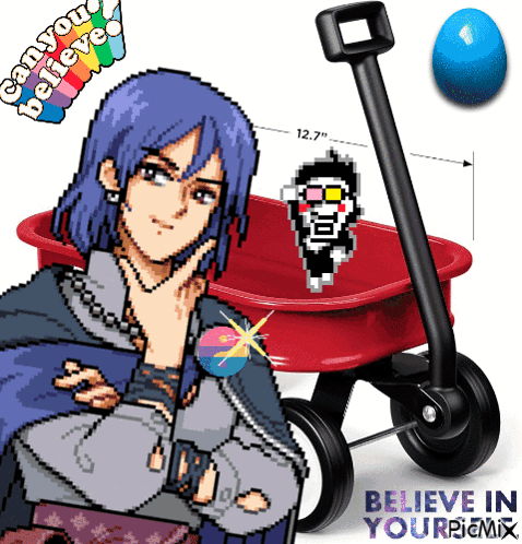 Person Holding Lollipop Next to Red Wagon Can You Believe