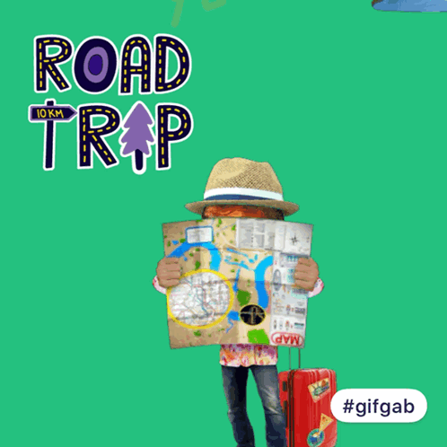 Person Holding Map Saying Road Trip 10 km