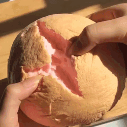 Person Holding Melon With Slice Taken Out