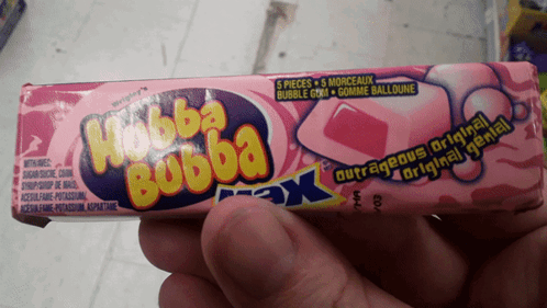 Person Holding Pack Of Hubba Bubba Max GIF