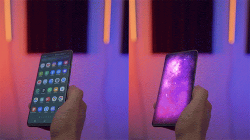 Person Holding Purple Screen Cellphone