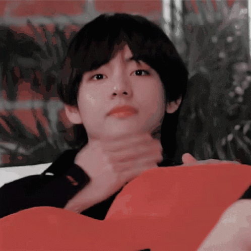 Person Holding Red Heart Pillow GIF