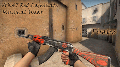 Person Holding Red Laminate AK47 Pistol