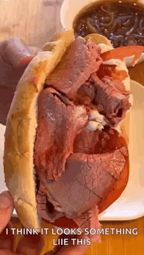 Person Holding Roast Beef Sandwich With Tomatoes and Cheese